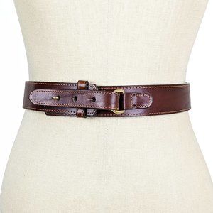 Cognac Brown Leather Hook Statement Belt